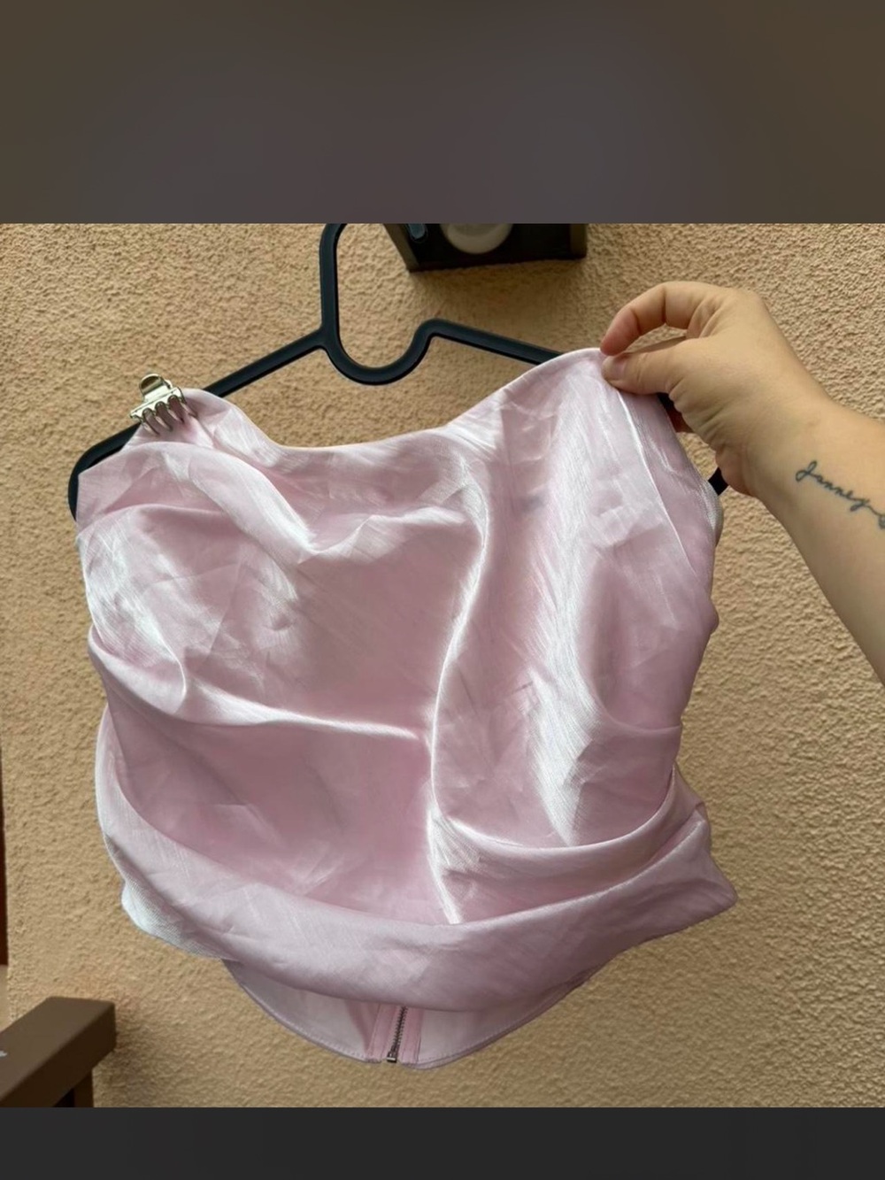Forever 21 Light Pink Satin Corset Bandeau Top